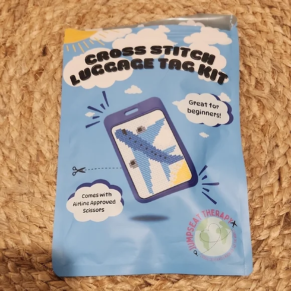 Cross Stitch Luggage Tag Kit - Blue and Yellow - Picture 1 of 1